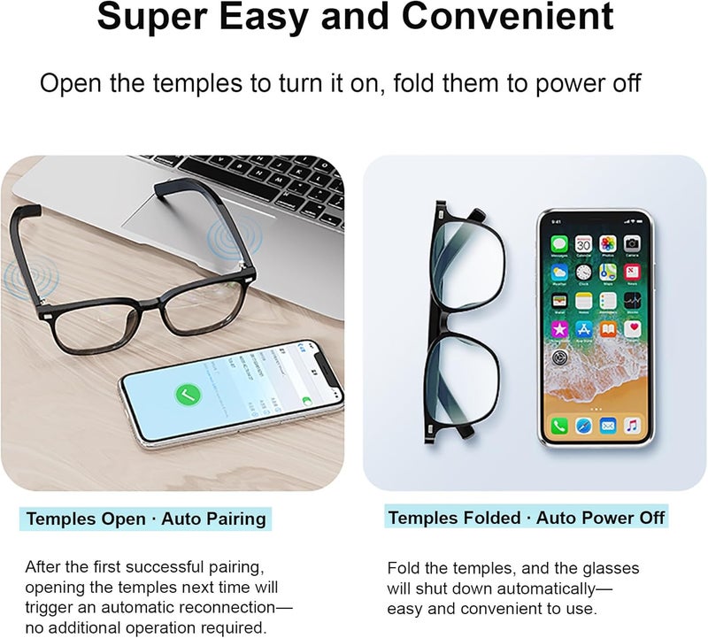 QJF Smart Glasses for Men & Women with Photochromic Lenses, Bluetooth 5.3, Polarized, Blue Light Blocking, Open-Ear Speakers - Image 3